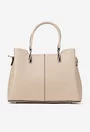 Geanta dama bej din piele texturata cu ornament detasabil