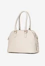 Geanta dama bej din piele texturata cu trei compartimente