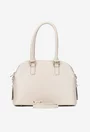 Geanta dama bej din piele texturata cu trei compartimente