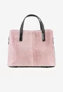 Geanta dama bej-roze croco confectionata din piele