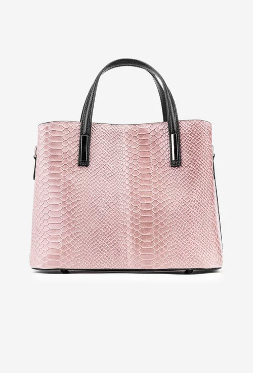 Geanta dama bej-roze croco confectionata din piele