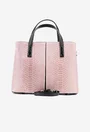 Geanta dama bej-roze croco confectionata din piele
