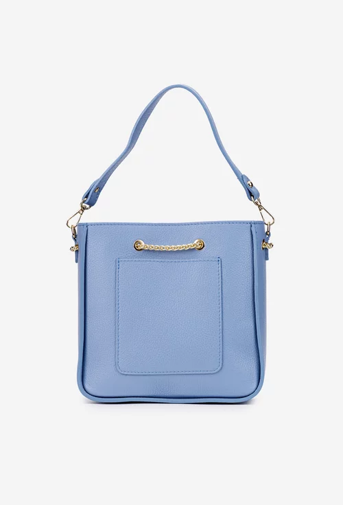 Geanta dama bleu din piele cu detaliu fluture