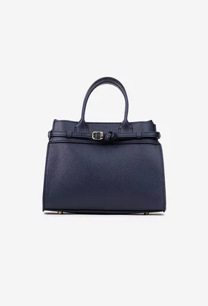 Geanta dama bleumarin confectionata din piele texturata