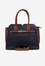 Geanta dama bleumarin cu maro din piele naturala texturata