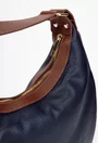 Geanta dama bleumarin cu maro din piele texturata