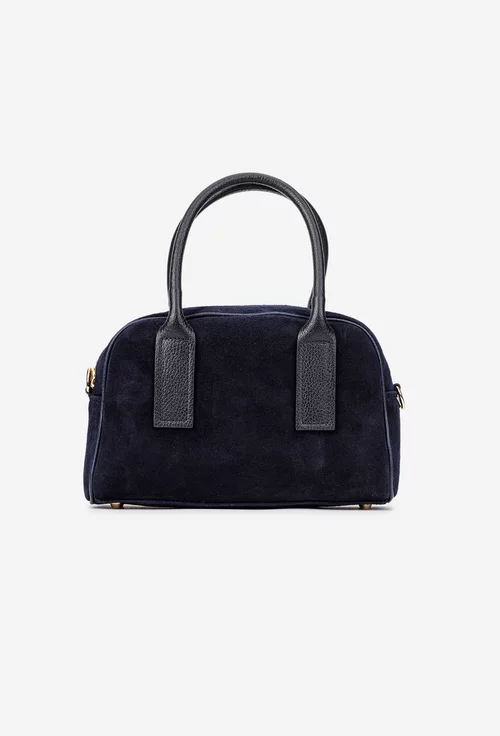 Geanta dama bleumarin din piele intoarsa