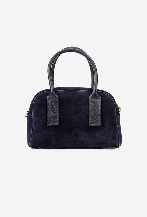 Geanta dama bleumarin din piele intoarsa