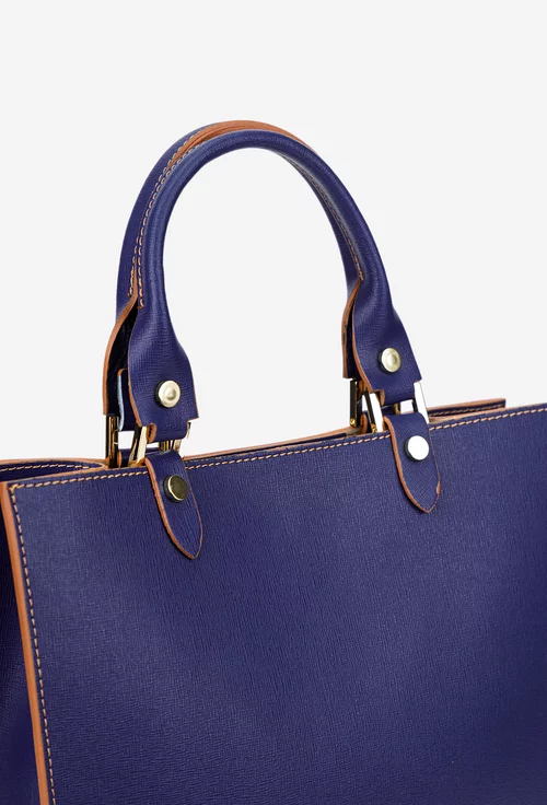 Geanta dama bleumarin din piele naturala