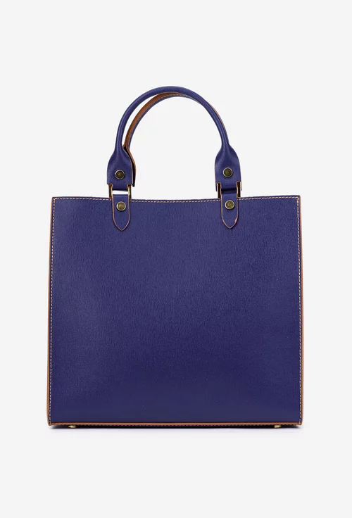 Geanta dama bleumarin din piele naturala