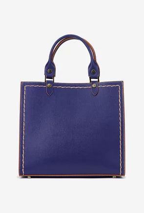 Geanta dama bleumarin din piele naturala