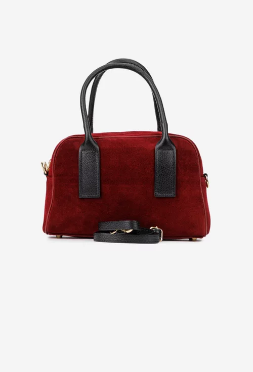 Geanta dama bordo din piele intoarsa