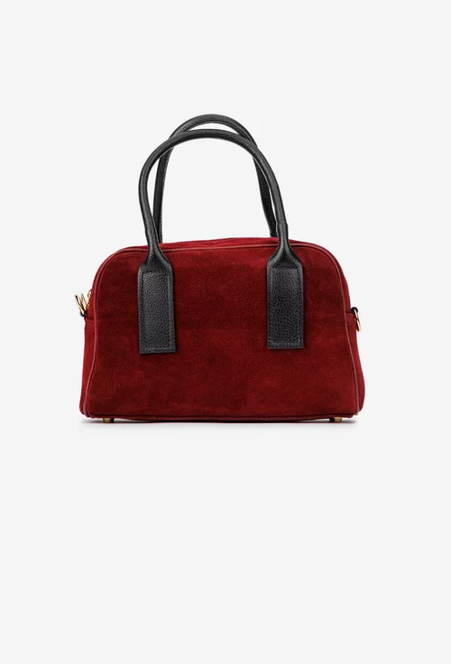 Geanta dama bordo din piele intoarsa