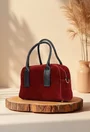 Geanta dama bordo din piele intoarsa