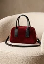 Geanta dama bordo din piele intoarsa