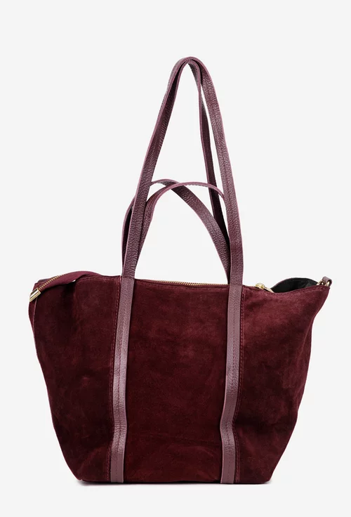 Geanta dama bordo din piele intoarsa