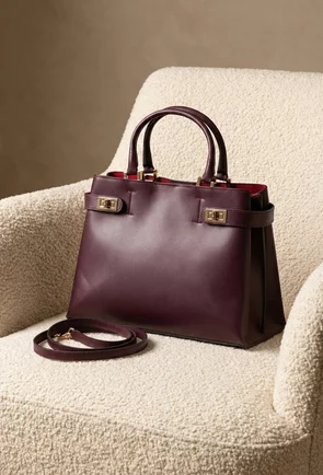 Geanta dama burgundy din piele naturala