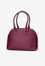 Geanta dama burgundy din piele texturata cu trei compartimente