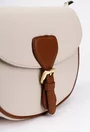 Geanta dama crossbody bej deschis cu maro din piele texturata