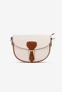 Geanta dama crossbody bej deschis cu maro din piele texturata