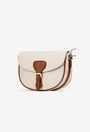 Geanta dama crossbody bej deschis cu maro din piele texturata