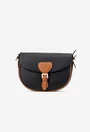 Geanta dama crossbody neagra cu maro din piele texturata