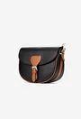 Geanta dama crossbody neagra cu maro din piele texturata