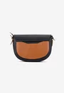 Geanta dama crossbody neagra cu maro din piele texturata