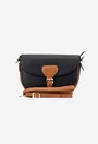 Geanta dama crossbody neagra cu maro din piele texturata