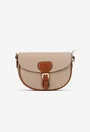 Geanta dama crossbody taupe cu maro din piele texturata