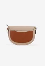 Geanta dama crossbody taupe cu maro din piele texturata