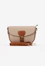 Geanta dama crossbody taupe cu maro din piele texturata