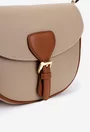 Geanta dama crossbody taupe cu maro din piele texturata