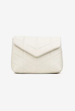 Geanta dama din piele ecru cu aspect matlasat