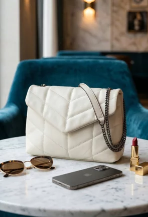 Geanta dama din piele ecru cu aspect matlasat