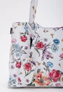 Geanta dama din piele naturala alba cu detalii florale