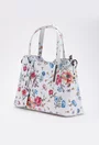 Geanta dama din piele naturala alba cu detalii florale