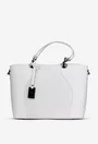 Geanta dama din piele naturala alba cu model