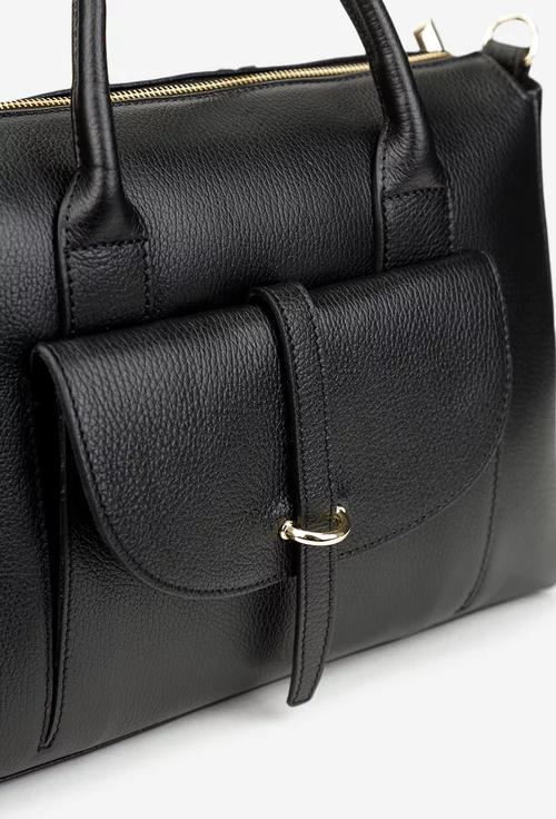 Geanta dama din piele naturala neagra