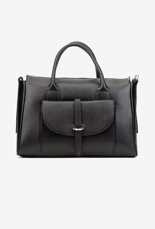 Geanta dama din piele naturala neagra