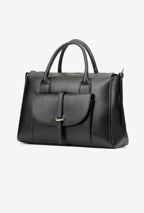 Geanta dama din piele naturala neagra