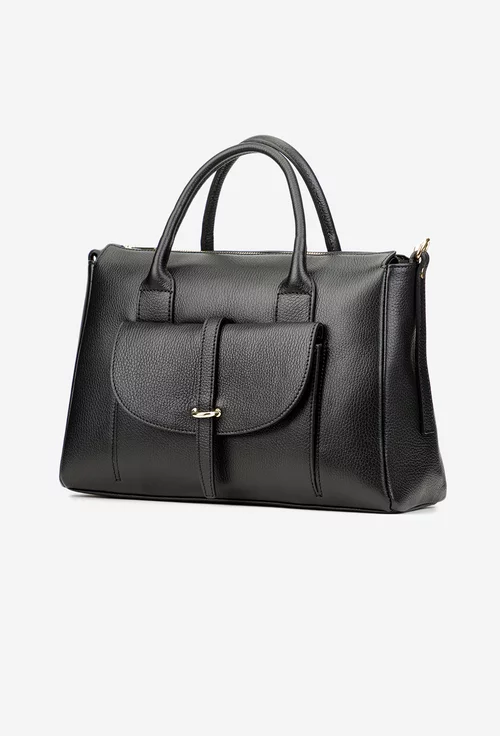 Geanta dama din piele naturala neagra