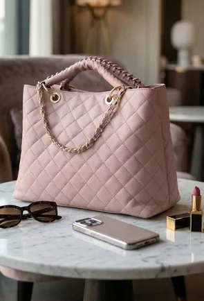 Geanta dama din piele naturala roz pudra Milona