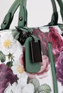 Geanta dama din piele naturala verde cu imprimeu floral