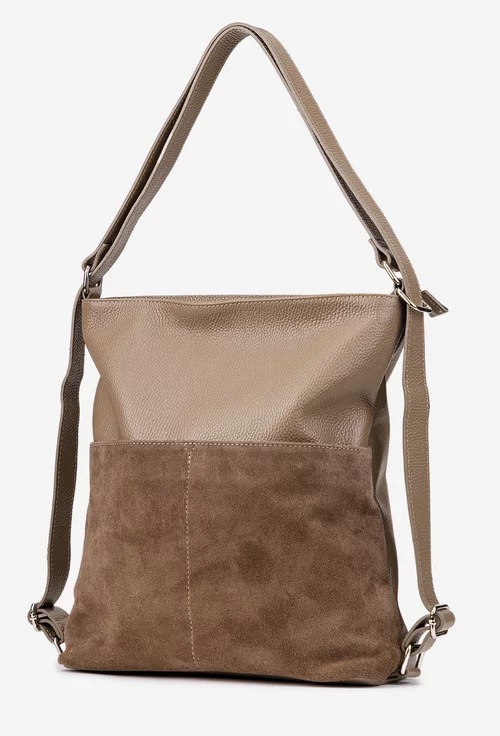 Geanta dama din piele taupe picture - 2