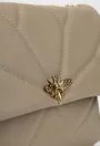 Geanta dama din piele taupe cu ornament auriu