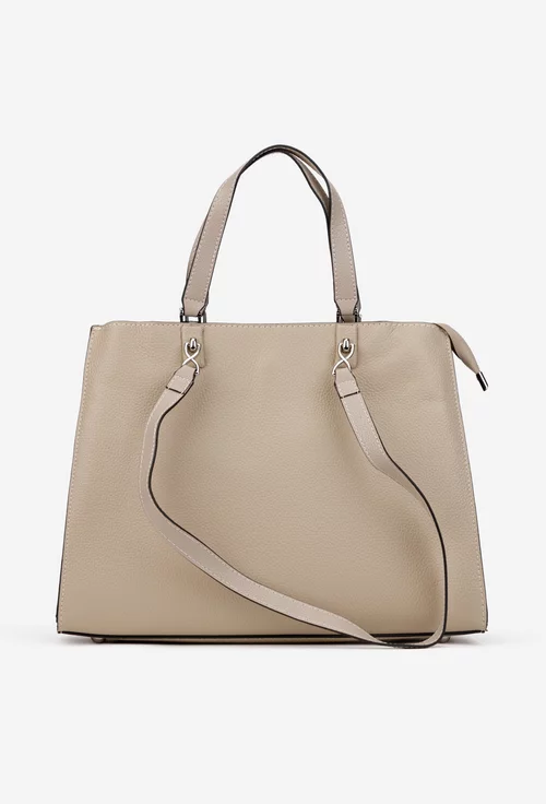 Geanta dama din piele texturata bej