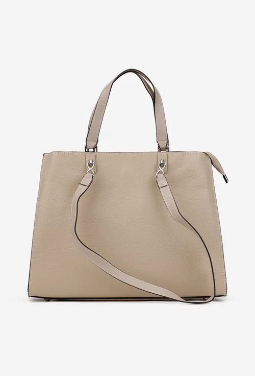 Geanta dama din piele texturata bej