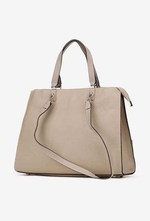 Geanta dama din piele texturata bej