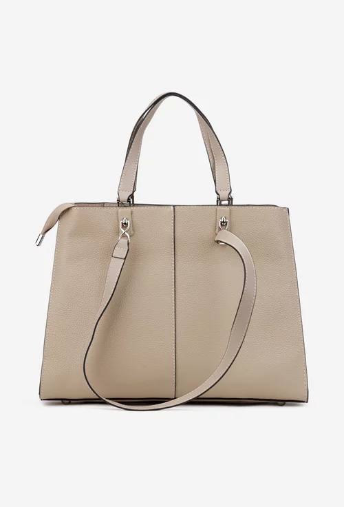 Geanta dama din piele texturata bej